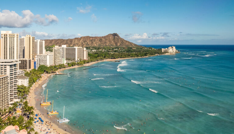 Der weltberühmte Waikiki Beach