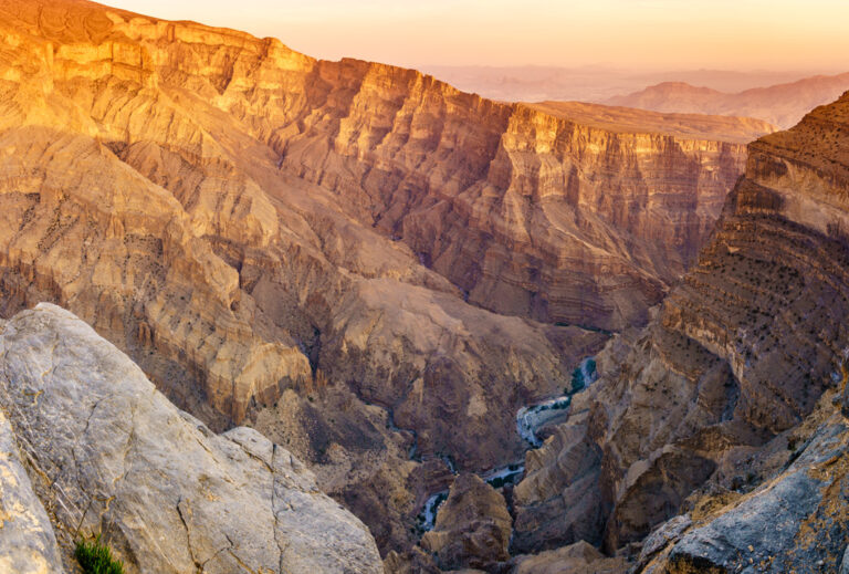Jebel Shams – der Grand Canyon des Oman – bei Sonnenuntergang