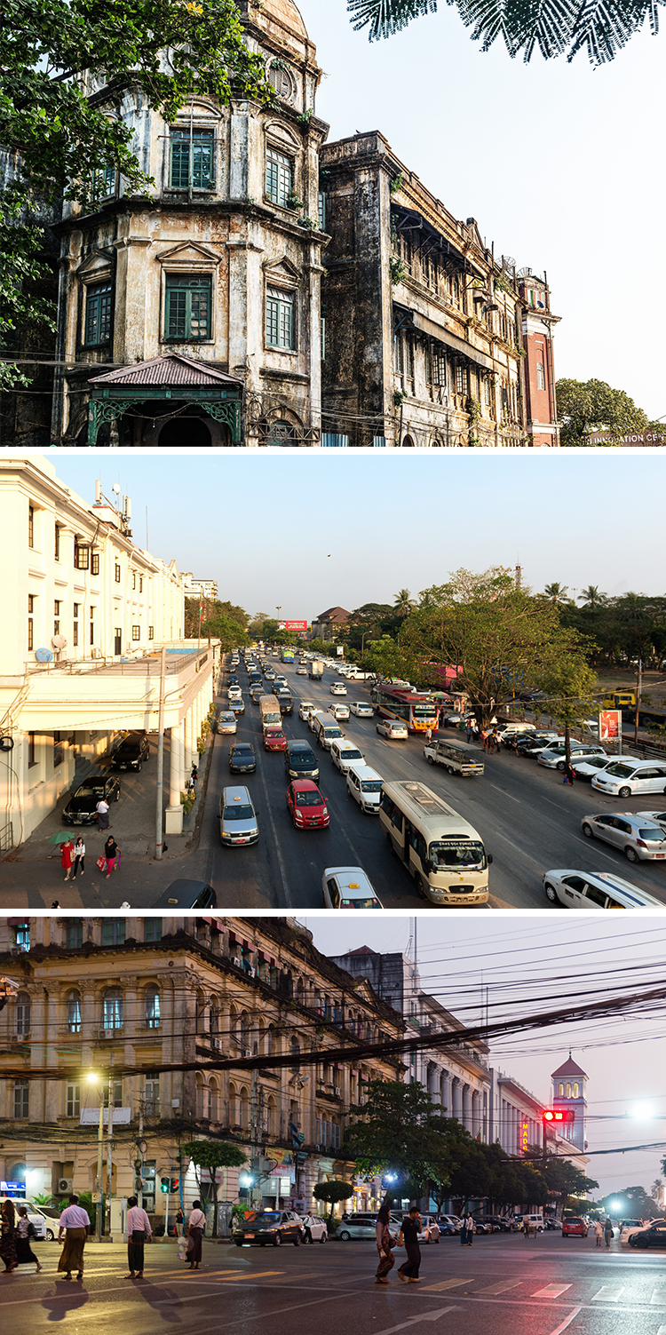 buntes Stadtleben in Yangon
