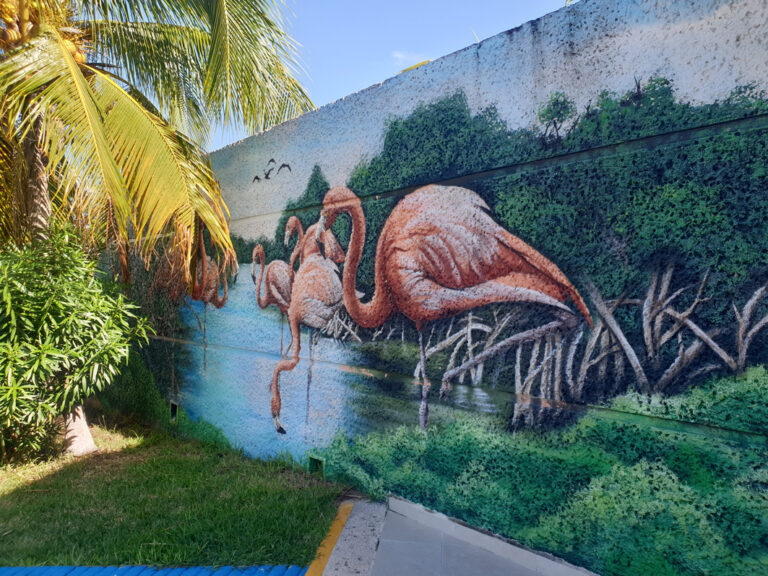 Wandbild mit Flamingo