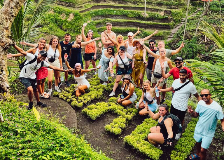 Gruppenbild in den Reisterrassen von Ubud