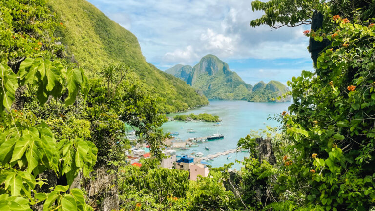 Aublick auf grüne Bucht auf den Philippinen