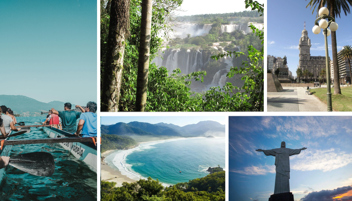 Junge Erwachsene auf einer Gruppenreise in Brasilien und Argentinien mit Iguazu Wasserfällen, Strand und Städten als Beispiel für Gruppenreisen junge Leute und junge Erwachsene Reisen in Südamerika