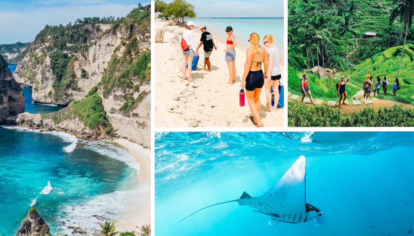 Junge Erwachsene auf einer Gruppenreise in Indonesien mit Bali Stränden, Reisterrassen und Manta Rochen als Beispiel für Gruppenreisen junge Leute und junge Erwachsene Reisen in Südostasien