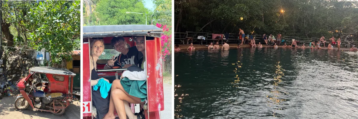 Reisende in den Maquinit Hot Springs bei Coron auf Palawan in den Philippinen